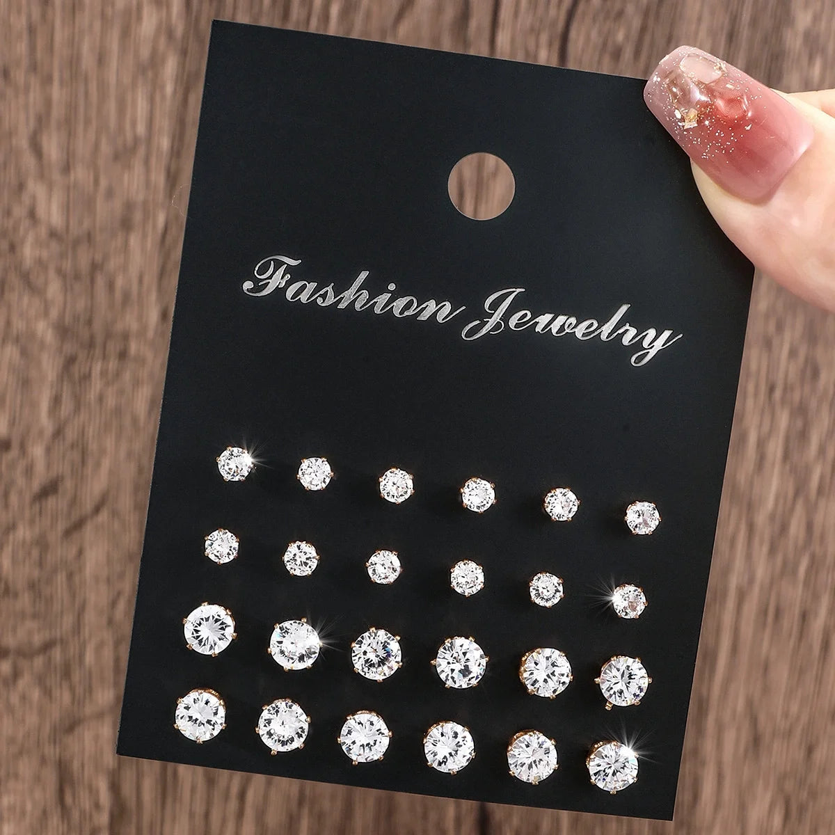 New 12 Pair Pack White Shiny Wedding Stud Earrings Set For Women Men Crystal Rhinestone Earrings